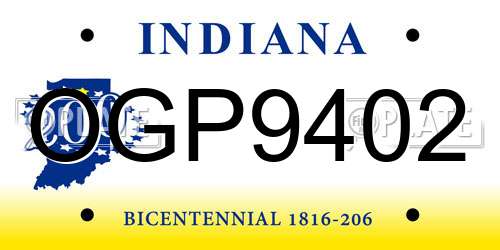 OGP9402 Indiana License Plate