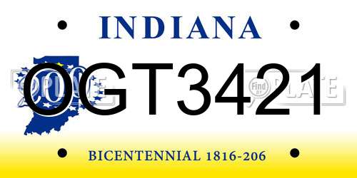 OGT3421 Indiana License Plate
