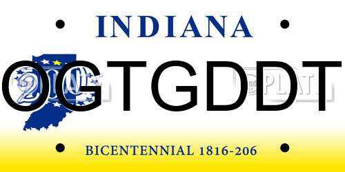 OGTGDDT Indiana License Plate