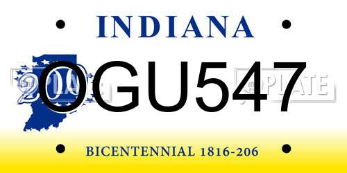 OGU547 Indiana License Plate