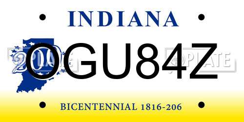 OGU84Z Indiana License Plate