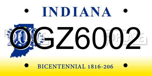 OGZ6002 Indiana License Plate
