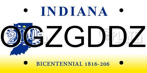 OGZGDDZ Indiana License Plate