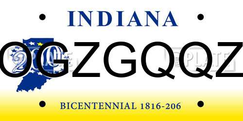 OGZGQQZ Indiana License Plate