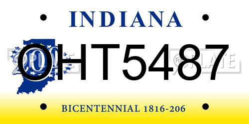 OHT5487 Indiana License Plate