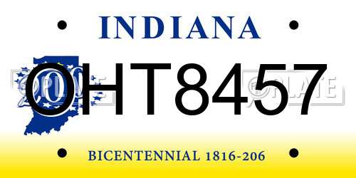 OHT8457 Indiana License Plate