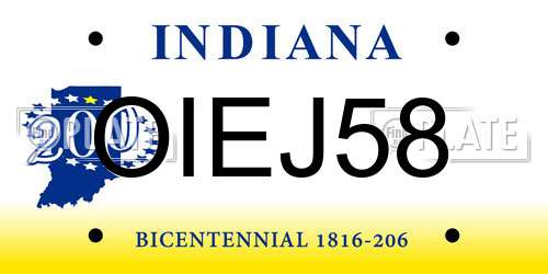 OIEJ58 Indiana License Plate