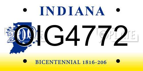 OIG4772 Indiana License Plate