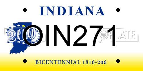 OIN271 Indiana License Plate