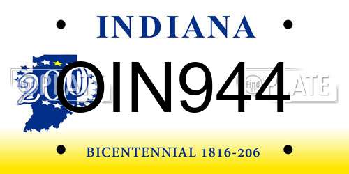OIN944 Indiana License Plate