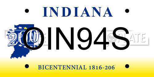 OIN94S Indiana License Plate