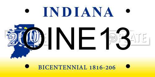OINE13 Indiana License Plate