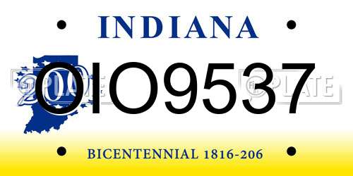 OIO9537 Indiana License Plate