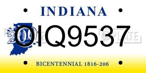 OIQ9537 Indiana License Plate
