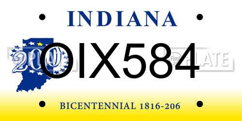 OIX584 Indiana License Plate
