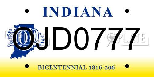 OJD0777 Indiana License Plate