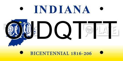 OJDQTTT Indiana License Plate