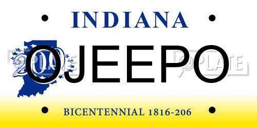 OJEEPO Indiana License Plate