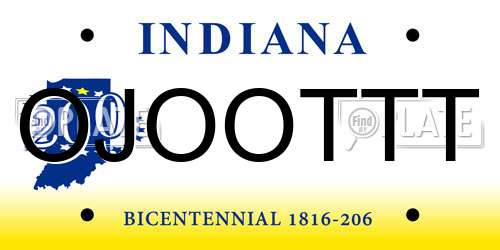 OJOOTTT Indiana License Plate