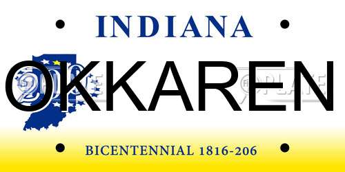 OKKAREN Indiana License Plate