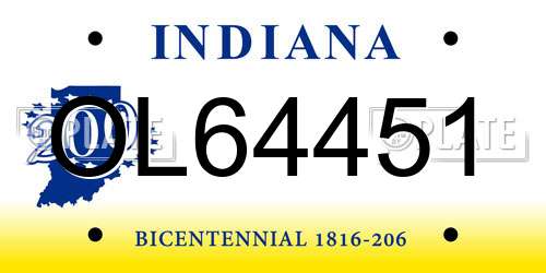 OL64451 Indiana License Plate