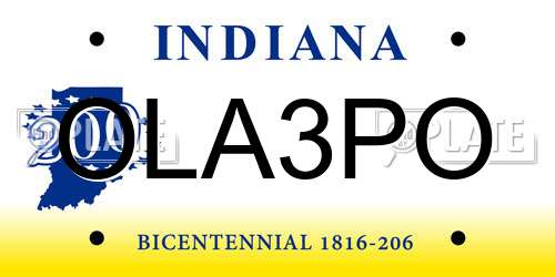 OLA3PO Indiana License Plate