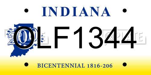 OLF1344 Indiana License Plate
