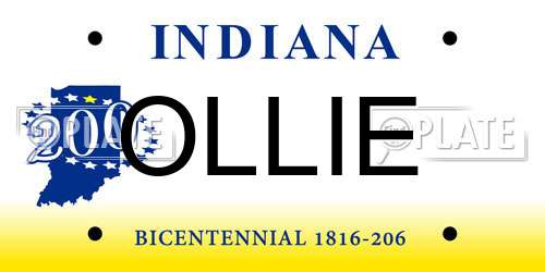 OLLIE Indiana License Plate