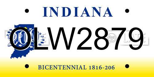 OLW2879 Indiana License Plate