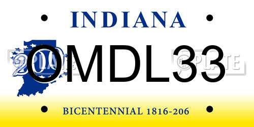 OMDL33 Indiana License Plate