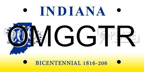 OMGGTR Indiana License Plate