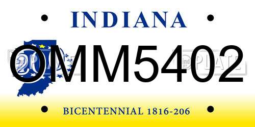 OMM5402 Indiana License Plate