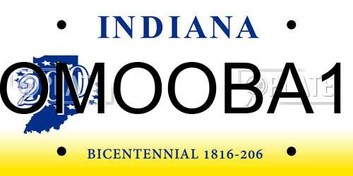 OMOOBA1 Indiana License Plate