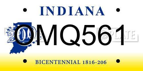 OMQ561 Indiana License Plate