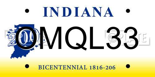 OMQL33 Indiana License Plate
