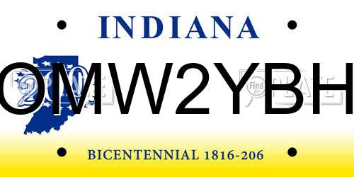OMW2YBH Indiana License Plate