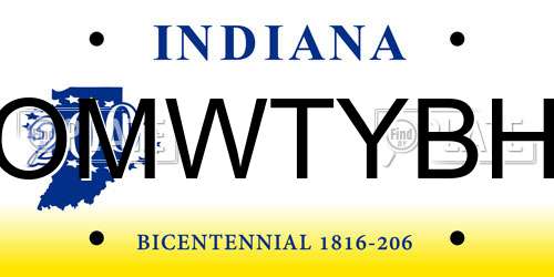 OMWTYBH Indiana License Plate