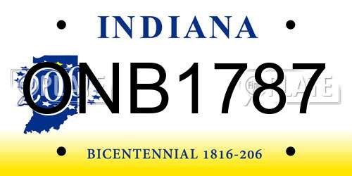 ONB1787 Indiana License Plate