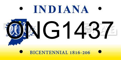 ONG1437 Indiana License Plate