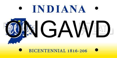 ONGAWD Indiana License Plate