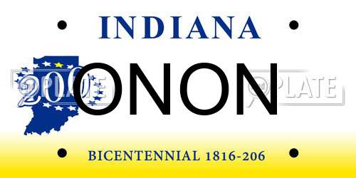 ONON Indiana License Plate