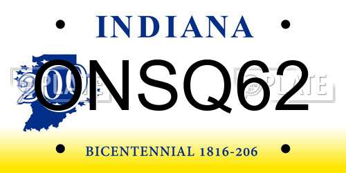 ONSQ62 Indiana License Plate