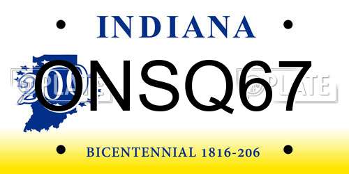ONSQ67 Indiana License Plate