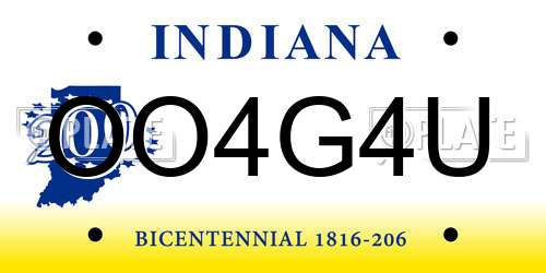 OO4G4U Indiana License Plate