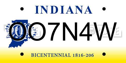 OO7N4W Indiana License Plate