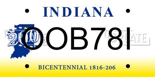 OOB78I Indiana License Plate