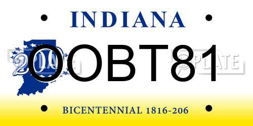 OOBT81 Indiana License Plate