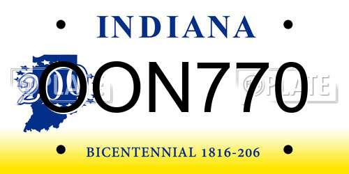 OON770 Indiana License Plate