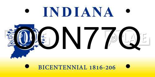 OON77Q Indiana License Plate