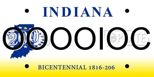 OOOOIOC Indiana License Plate